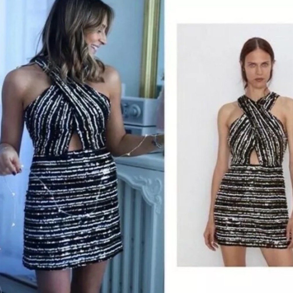 ZARA sequin halter dress. XS
